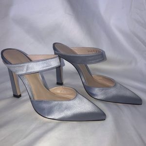 Stuart Weitzman Dusty Blue Satin Heels